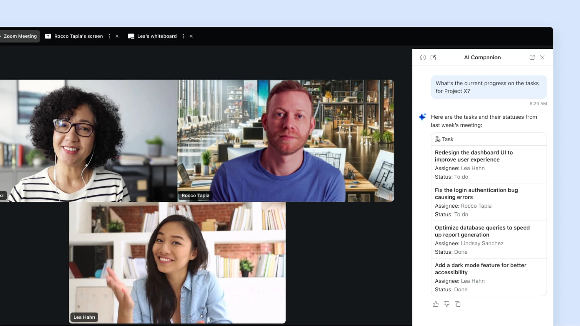 screenshot of Zoom AI Companion